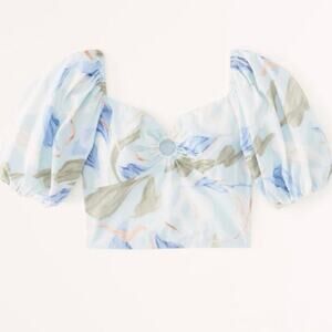 Abercrombie & Fitch Puff Sleeve Floral Poplin O Top